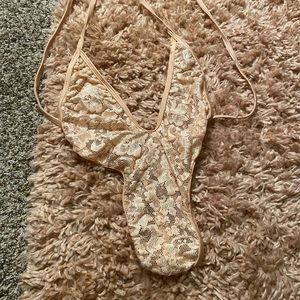 Peach Lace Monokini Lingerie